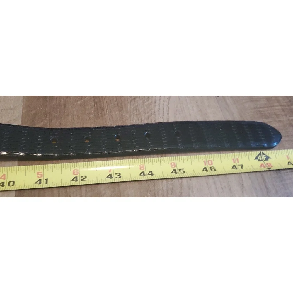 Italian‎ Leather Belt Mens Size 42 Full Grain Split Leather Back Woven Black